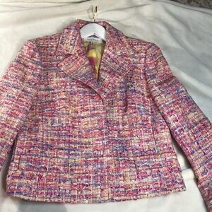 Escada Pink and Yellow Tweed Blazer